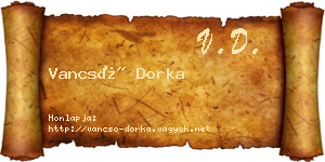 Vancsó Dorka névjegykártya
